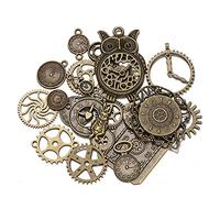 MiaLover Lot de 40 engrenages steampunk antiques en métal - Pendentif en forme d'engrenages dentés - Steampunk - Montre bracelet - Breloques rétro - Pour accessoires faits à la main - Décoration de