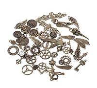MiaLover Lot de 52 pendentifs en métal style rétro steampunk - Pour accessoires faits à la main - Décoration de bijoux (cyan antique)