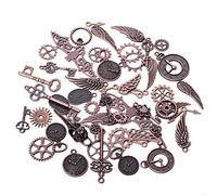 MiaLover Lot de 52 pièces Antiques Steampunk - En métal - Pour roue dentée - Bijoux rétro - Pour accessoires faits à la main - Décoration DIY - Bijoux - Cuivre rouge, Acier inoxydable