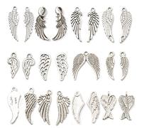 MiaLover Lot de 60 pendentifs en forme d'aile d'ange antique punk en métal pour accessoires faits à la main, décorations de bricolage, bijoux, bricolage (argenté)
