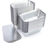 Miamex - 25 Barquettes en Aluminium Jetables avec Couvercle pour Transport de Nourriture - Congélation - Barbecue - Cuisson au four (480 ml)
