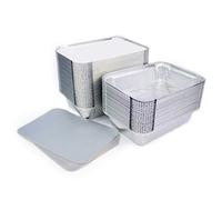 Miamex Lot de 100 Barquettes en Aluminium Jetables avec Couvercle pour Transport de Nourriture - Congélation - Cuisson (1000ml)
