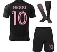 Miami #10 Édition 25/26 Edition Maillot Extérieur Football pour Enfants Shorts, Chaussettes, Tailles Jeune, Coffret Cadeau (Noir, 26)