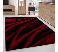 Miami 6630 Tapis de salon design moderne Motif vagues Rouge/noir 200 x 290 cm