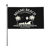 Miami Beach, Californie, Paradis Du Surf, Vagues Tropicales Drapeaux Décoratif Colorée Drapeaux De Jardin Durable Garden Flag Pour Intérieure Pelouse Porche 90X150Cm