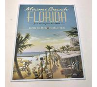 Miami Beach Florida Eastern Airlines Plaque murale en métal Motif Greg Young 30,5 x 40,6 cm