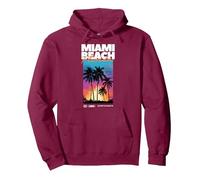 Miami Beach Florida Summer Palm Holiday USA Sweat à Capuche, Unisexe pour Adultes, Marron, M