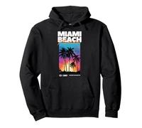 Miami Beach Florida Summer Palm Holiday USA Sweat à Capuche, Unisexe pour Adultes, Noir, S