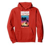 Miami Beach Florida Summer Palm Holiday USA Sweat à Capuche, Unisexe pour Adultes, Rouge, XL