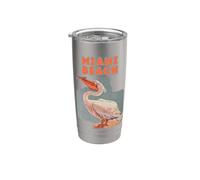 Miami Beach Florida Vacances Pelican Graphique Surf Plage Gobelet isotherme en acier inoxydable double paroi