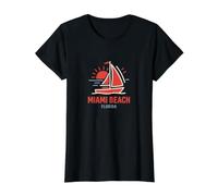 Miami Beach Florida Voilier Coucher de Soleil T-Shirt Graphique avec Valeur