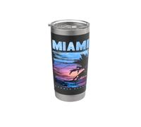 Miami Beach, I Love Miami, Cool Miami Doodles Graphic Design Gobelet isotherme en acier inoxydable double paroi