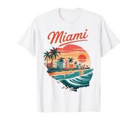 Miami Beach, palmier rétro, coucher de soleil, ciel pastel, Miami T-Shirt