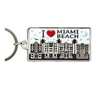Miami Beach Porte-clés rectangulaire en métal Motif horizon blanc 5,7 x 3,2 cm