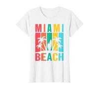 Miami Beach T-Shirt Graphique avec Valeur, Femme, Blanc, M