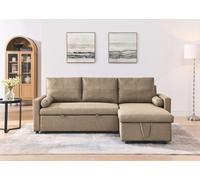 MIAMI - canapé d'angle réversible - convertible avec coffre - 4 places - style contemporain Couleur - Taupe - Tissu