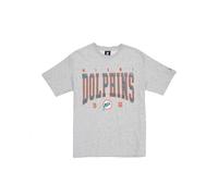 MIAMI DOLPHINS New Era Cap NFL T-Shirt surdimensionné en Satin avec écusson Logo Gris chiné Unisexe