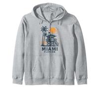 Miami Florida Retro Beach Vacances Summer Travel Sweat à Capuche