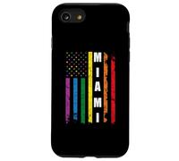 Miami Florida Us American Flag Rainbow Gay LGBT Pride Month Coque pour iPhone SE (2020) / 7/8