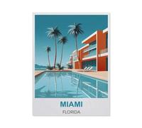 Miami Florida Vintage Travel Poster，Puzzle 1000 Pieces of Paper Puzzles Suitable for Adults Children Families Stress Relief Puzzle Games（50x70cm）-BH94