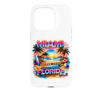 Miami Golden Coast Retro Beach Sunset Florida Graphic Coque pour iPhone 15 Pro