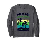 Miami Paradise Beach T Shirt, Cool Miami Florida Surfing Manche Longue