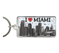 Miami Porte-clés rectangulaire en métal Motif horizon blanc 5,7 x 3,2 cm, multicolore, 2.25" X 1.25"