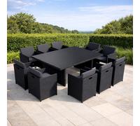 Miami salon de jardin 6 places noir-gris + housse de protection