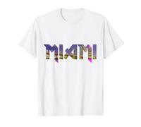 Miami Skyline Floride Vintage Pride Rétro T-Shirt Graphique avec Valeur, Homme, Blanc, M