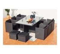 Concept Usine – Table et chaises Miami 10 places encastrables en résine noir