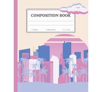 Miami Vaporwave Composition Notebook: Retro 80s Sunset Cityscape Aesthetic - College Ruled 110 Pages, 7.5 x 9.25 in: Pink and Purple Pastel Retro ... for Teens, Students, and for Note Taking