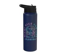 Miami Vice Florida Retro Flamingo Stainless Steel Insulated Water Bottle
