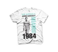 Miami Vice Officiellement Marchandises sous Licence Don Johnson is Crockett T-Shirt (Blanc), Large