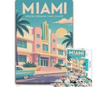 Miami︰ Where Dreams Take Shape Puzzle Bois Intérieur, Adultes, 1000 pièces | Puzzle adulte: activité pour une soirée calme en intérieur.