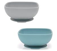 MiaMia 2x Bol Bebe Ventouse en Silicone - Lot de 2 Bols Antidérapants, Vaisselle Bébé Anti Renversement, Dme, sans BPA - Gris, Bleu Pétrole, Monstre
