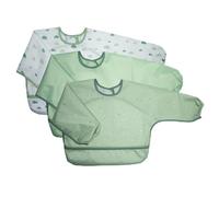 MiaMia Lot 3 x Tablier Bébé pour Manger, avec Récupérateur - Vert Blanc