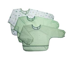 MiaMia Lot Tablier Bebe pour Manger, Bavoir Imperméable Bébé avec Manches Longues, Récupérateur, Scratch Ajustable, Déperlant et Oeko-Tex