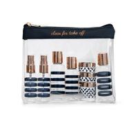 Miamica Bouteilles de Voyage conformes à la TSA pour Femme, Bleu Marine et doré, 12-Piece, Trousse de Toilette