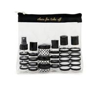Miamica Bouteilles de Voyage conformes à la TSA pour Femme, Noir/doré, 12-Piece, Trousse de Toilette