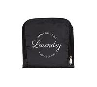 Miamica Sac à linge de voyage pliable pour femme, noir, « Wash, Dry, Fold, Loads of Fun », 53,3 x 55,9 cm - Design léger et durable avec cordon de serrage