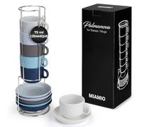 MIAMIO - 6 tasses à espresso de 75 ml/Ensemble de tasses à espresso en céramique à motif de diamant - Collection Palmanova