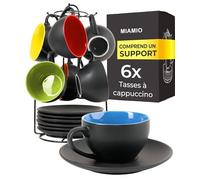 MIAMIO 6 tasses cappuccino en céramique 175 ml Le Papillon (Multicolore)