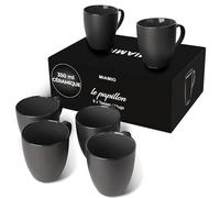 MIAMIO - 6 x 350 ml Tasse à café en grès/Ensemble de tasses Le Papillon Collection (Noir)