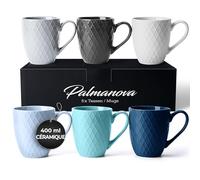 MIAMIO - 6 x 400 ml - Set de tasses à café/tasse - Tasse en céramique moderne Matt - Tasse à café grande taille - Collection Palmanova (Bleu)