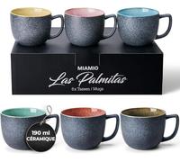 MIAMIO - 6 x 470 ml tasses à café/set de mugs/grande tasse à café en grès moderne - Collection Las Palmitas