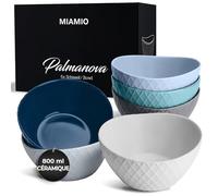 MIAMIO - 6 x 800 ml - Kit de bols/Kit de bols à céréales - Bols modernes mats - Grand kit de bols - Collection Palmanova (Bleu)