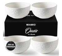 MIAMIO - 750 ml Bols/Saladiers, ensemble de 4 bols, bols à soupe, bols à céréales, bols de service en céramique - adaptés au micro-ondes, au lave-vaisselle et au four - Collection Oasis