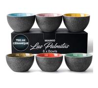 MIAMIO - 750 ml, ensemble de 6 bols en céramique, bols à salade, bols à soupe, bols à céréales, bols à riz - va au micro-ondes, au lave-vaisselle et au four - Collection Las Palmitas