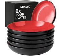 MIAMIO - 890 ml Kit de 6 bols à pâtes/bols à salade, assiettes à pâtes bols larges et peu profonds, grande assiette creuse en grès céramique pour servir la soupe