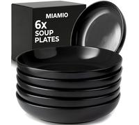 MIAMIO - 890 ml Kit de 6 bols à pâtes/bols à salade, assiettes à pâtes bols larges et peu profonds, grande assiette creuse en grès céramique pour servir la soupe